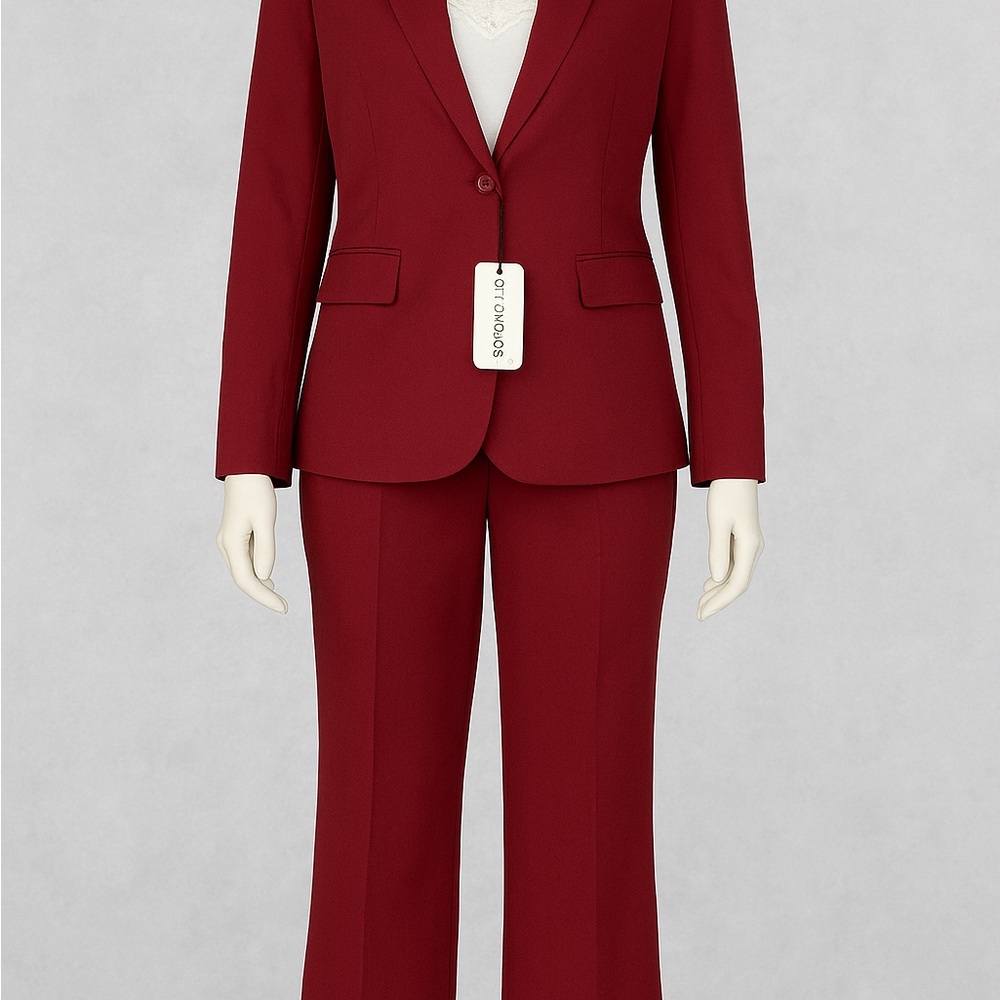 Women’s Burgundy Pantsuit XL Blazer and Dress Pants Set